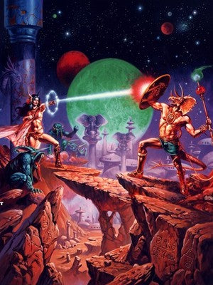 A FIGHTING MAN OF MARS BY CLYDE CALDWELL POSTER FANTASY WALLART SHARP-DETAIL