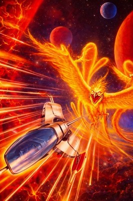 Thunder Force 3 Arcade Game Poster – Space Fighter vs Fire Demon Wall Art Decor