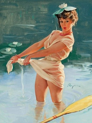 Gil Elvgren Upsetting Upset (1969) Vintage Pin-Up Poster