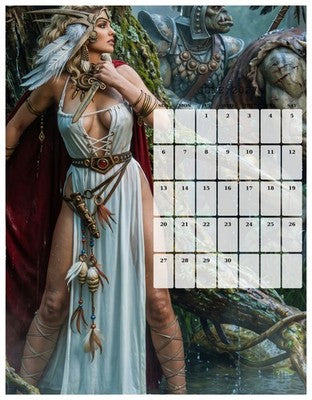 2027 Gorgeous Fantasy Ladies Wall Calendar Pin-Up Fantasy Art 4