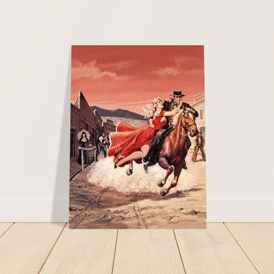 Earl Norem Western Frontier Rescue Poster – 1965 Vintage Cowboy Art 2