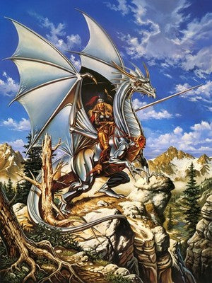 SILVER DRAGON BY CLYDE CALDWELL POSTER DUNGEONS & DRAGONS FANTASY DECOR