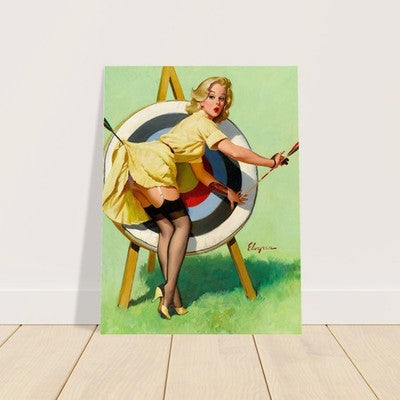 Gil Elvgren A Near Miss Right on Target (1964) Poster 2