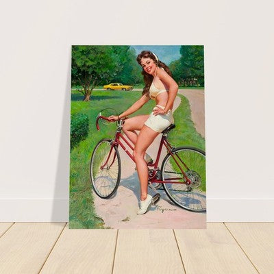 Girl on Bicycle by Gil Elvgren (1975) Vintage Poster 2