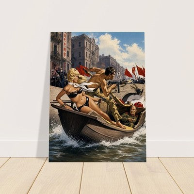 Earl Norem Escape from the Red Tide Poster – 1967 Adventure Art Wall Art Decor 2