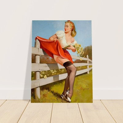 Gil Elvgren On the Fence (1959) Vintage Pin-Up Poster 2