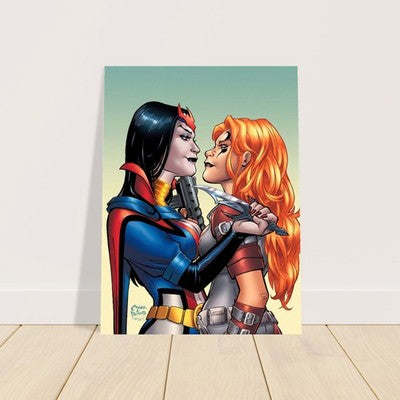 Amanda Conner Comic Art Cover Poster - Two Heroes Action Scene 2