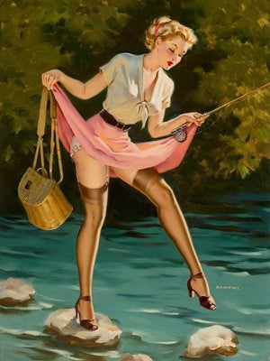 Arnold Armitage Fishing Pin-Up Poster - Vintage Retro Art Print