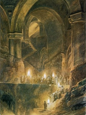 Alan Lee The Flight Doom Stairs (1997) Fantasy Poster - Lord of The Rings Art