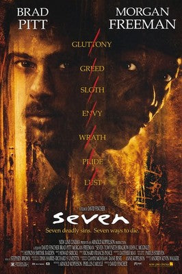 Seven 1995 Movie Poster - Brad Pitt Morgan Freeman Crime Thriller