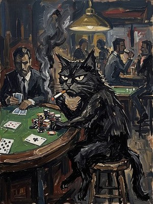 Grumpy Black Cat Set of 3 Posters Barber Shop Poker Diner Moody Vintage Wall Art 3