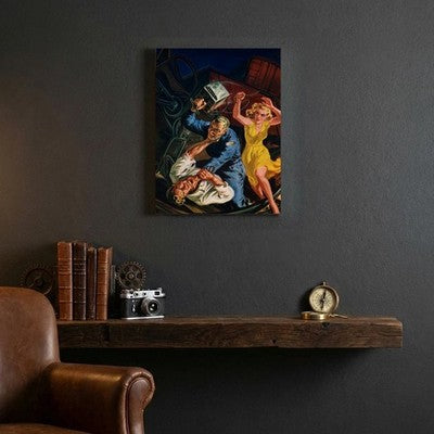 Norman Saunders Dime Detective 1950 Pulp Art Canvas Wall Art 24x32 Stretched 3