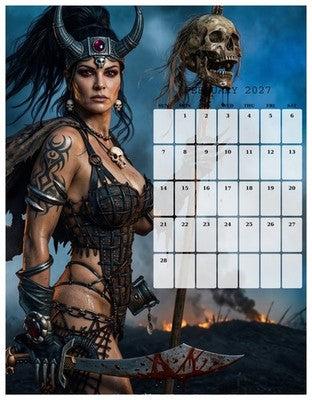 2027 Gorgeous Fantasy Ladies Wall Calendar Pin-Up Fantasy Art 3