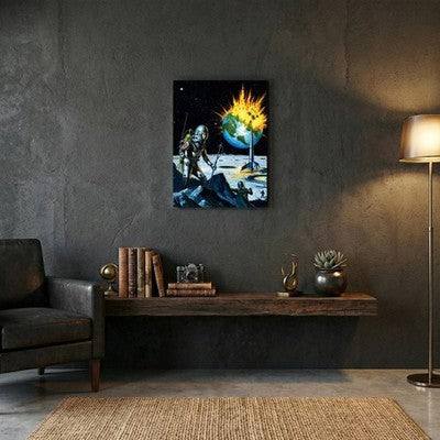 Edward Valigursky Science Fiction Lunar Base Explosion Canvas Wall Art 24x32 4