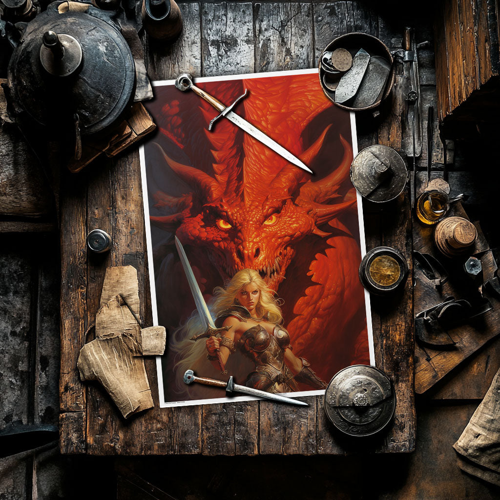 Fireborne Pact: The Blade and the Wyrm by Kore Art Studios (2023) 24x36 Print - Limited Edition Poster xx/25