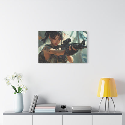 "Silent Marksman" – Girls & Guns Kore Series Precision Sniper Canvas Art