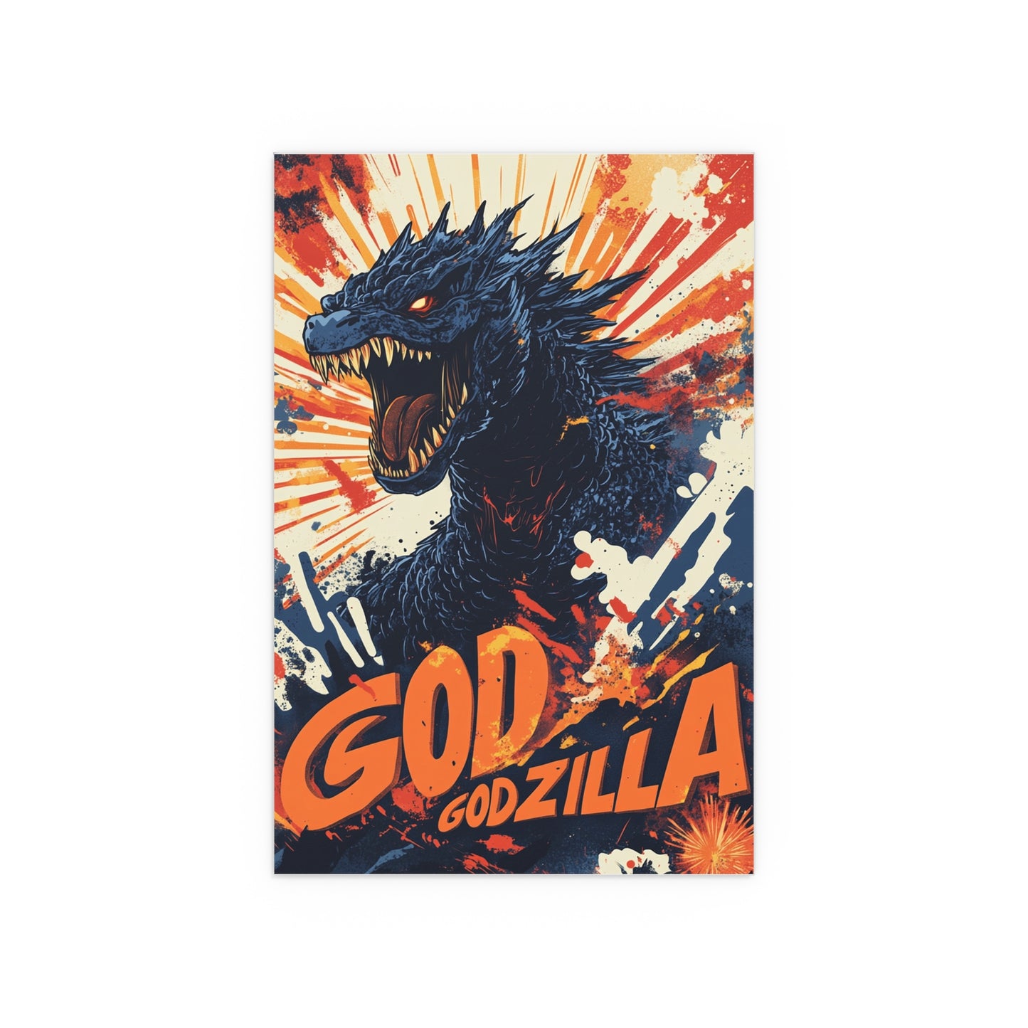 Godzilla Poster II – Retro Japanese Kaiju Artwork Inspired by Showa-Era