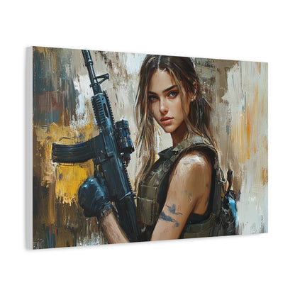 "Battleborn Guardian" – Girls & Guns Kore Series Tactical Warrior Canvas Art