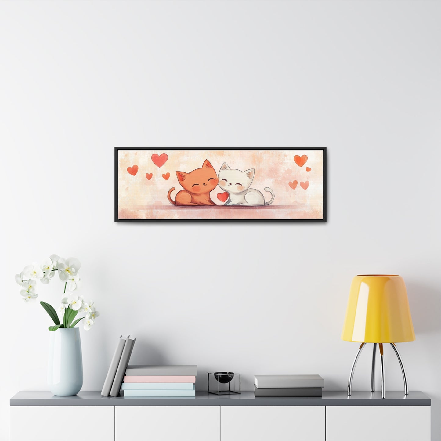 Adorable Love Cats Wall Art – Cute Kitten Illustration for Kids' Room & Nursery | Sweet and Playful Decor