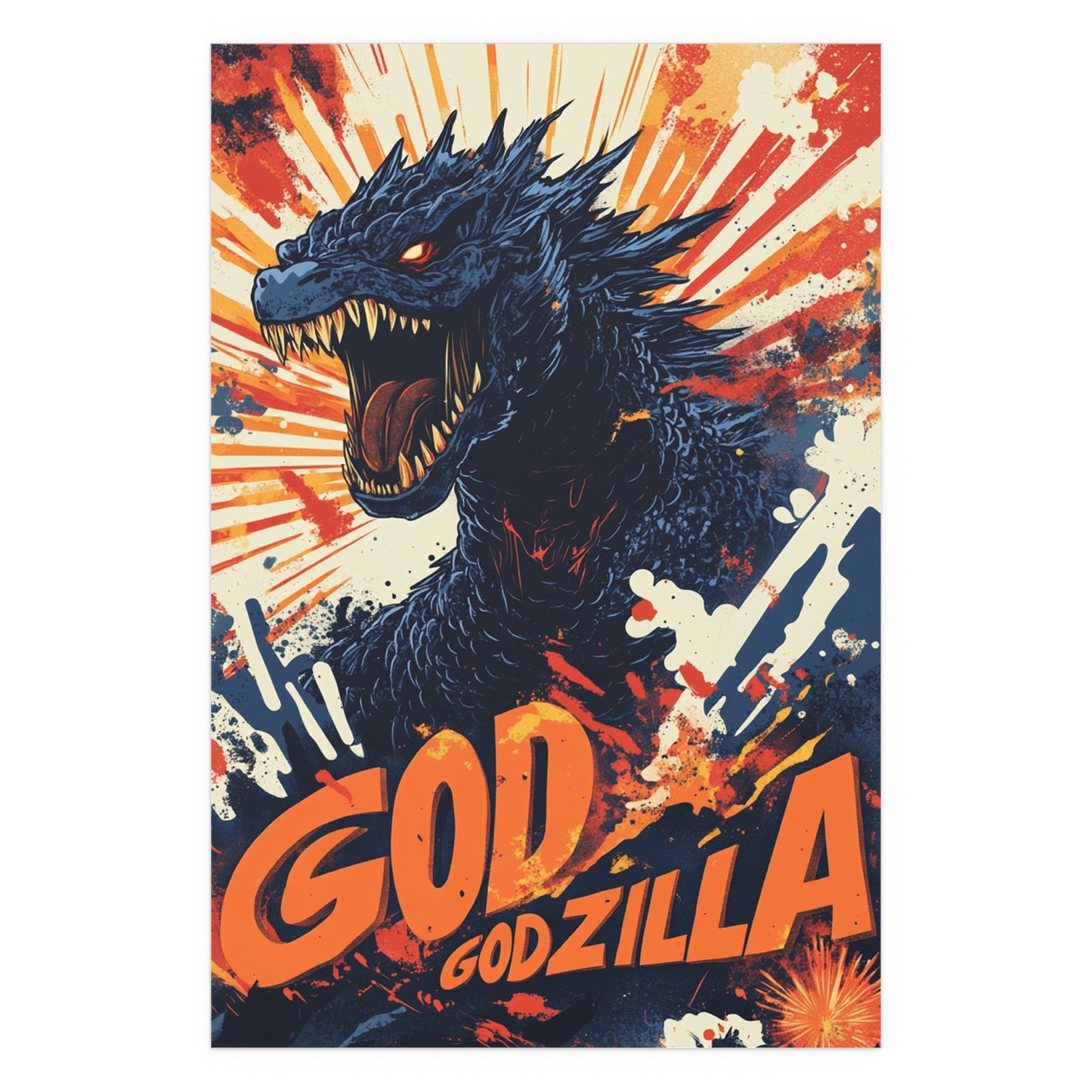 Godzilla Poster II – Retro Japanese Kaiju Artwork Inspired by Showa-Era