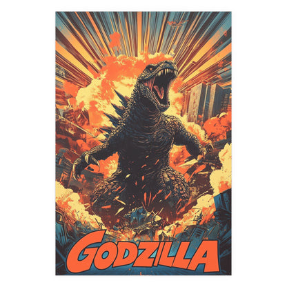 Godzilla Poster III – Retro Japanese Kaiju Artwork Inspired by Showa-Era