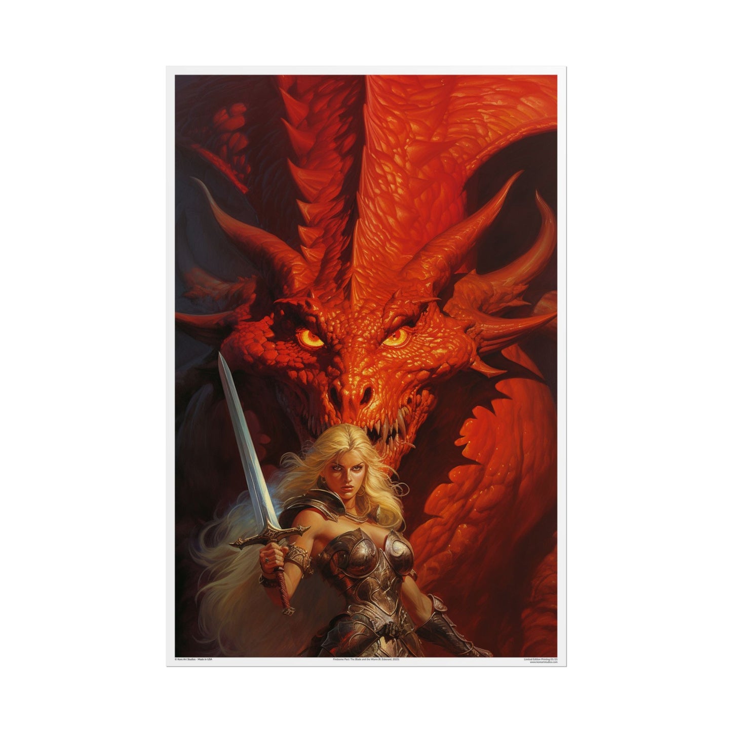 Fireborne Pact: The Blade and the Wyrm by Kore Art Studios (2023) 24x36 Print - Limited Edition Poster xx/25