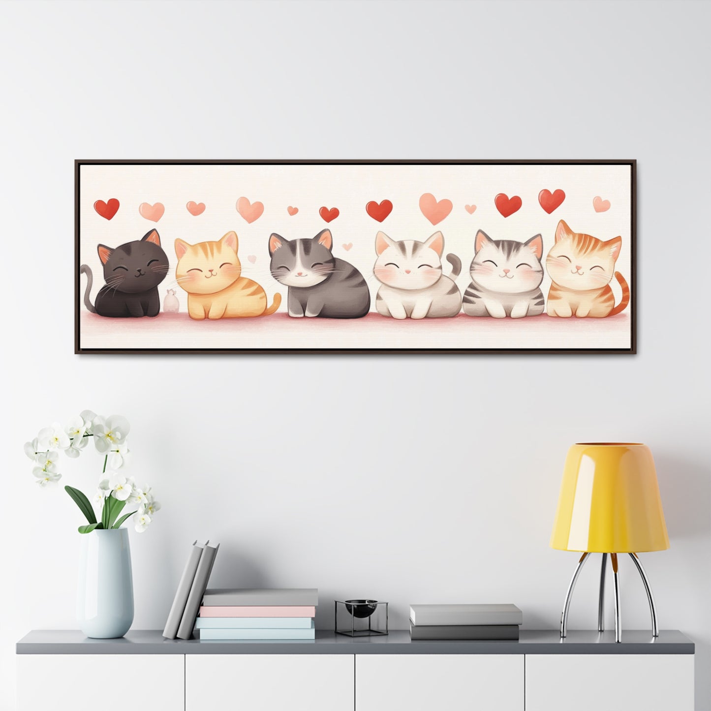 Adorable Smiling Kittens Wall Art – Cute Cat Illustration for Kids’ Room & Nursery | Playful & Heartwarming Decor