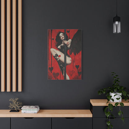 Dark Angel Pole Dance Canvas Print – Gothic Sensual Fantasy Art, Matte Stretched Canvas