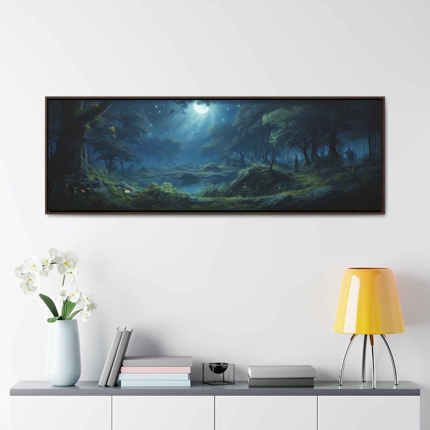 Adam Elsheimer Inspiration – "Moonlit Enchantment" | Mystical Wide Canvas Art