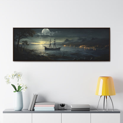 Adolf Des Coudres Inspired – Moonlit Bay | Serene & Atmospheric Wide Canvas