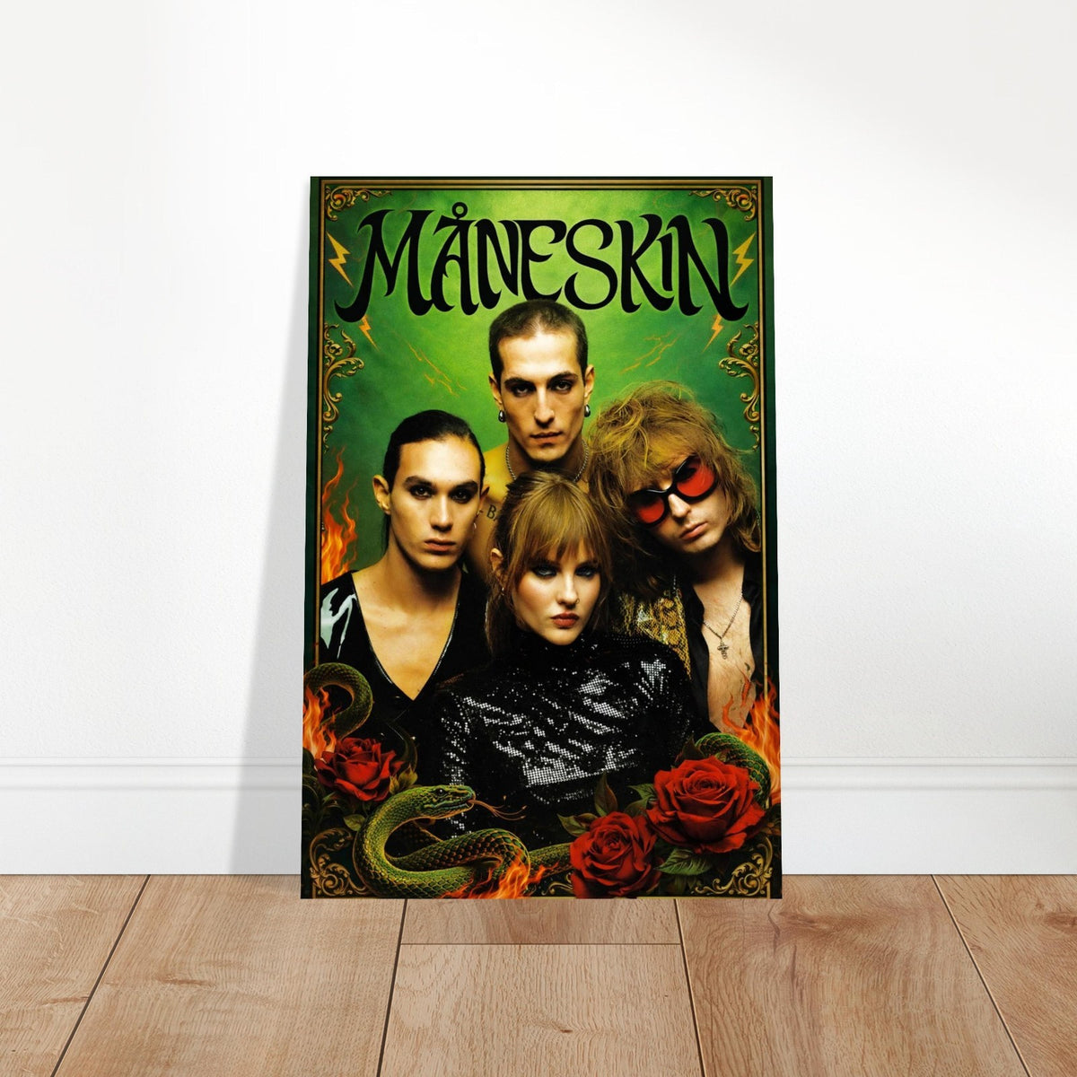 Måneskin Poster – Green Band Pose - BAND PROMO STYLE WALL ART BAND FAN DECO 2