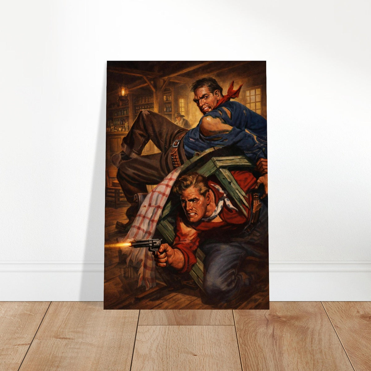 RICHARD LILLIS STYLE POSTER TAVERN SHOOTOUT WILD WEST GUNFIGHT VINTAGE ACTION AR 2