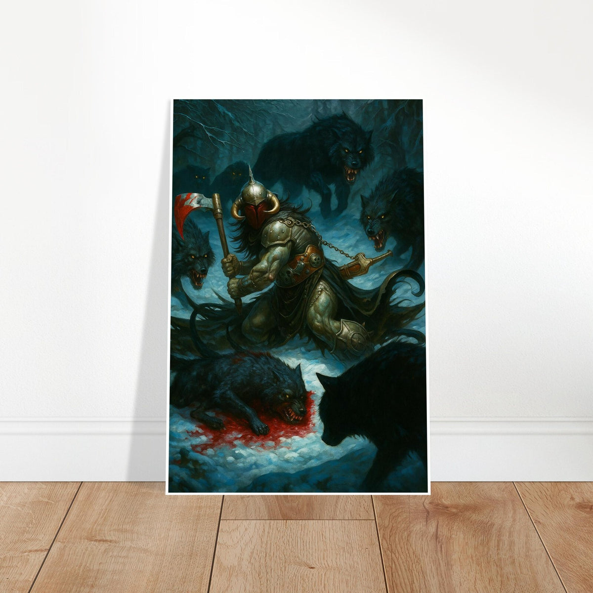 DEATH DEALER WOLVES PACK WINTER BATTLE HORNED HELMET POSTER 2