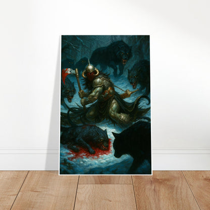 DEATH DEALER WOLVES PACK WINTER BATTLE HORNED HELMET POSTER 2
