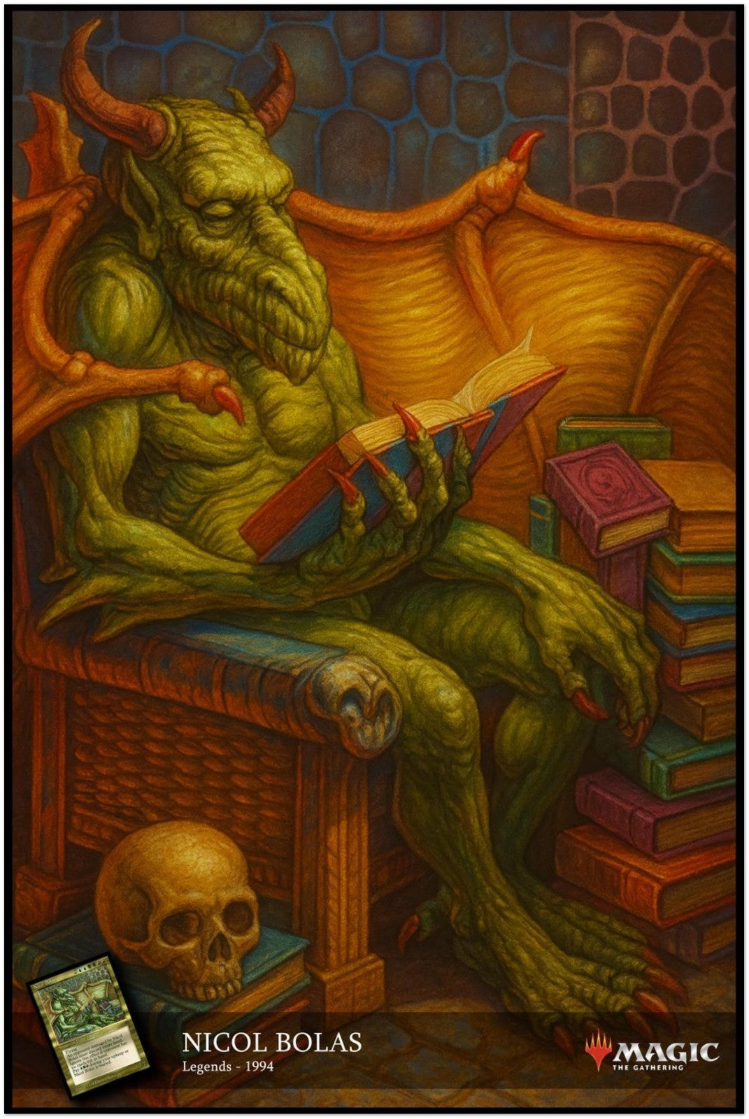 NICOL BOLAS MAGIC THE GATHERING LEGENDS 1994 VINTAGE DRAGON POSTER