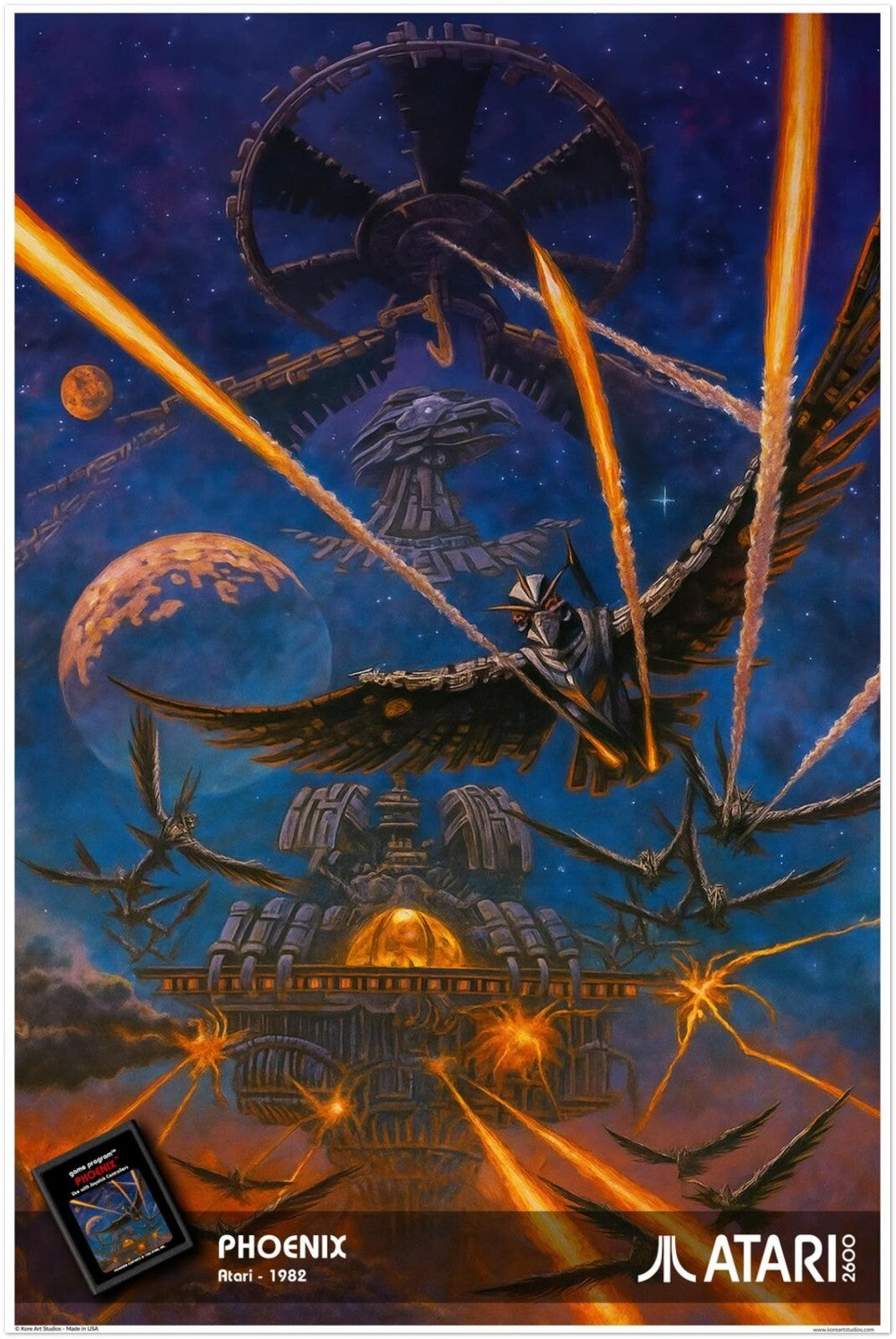PHOENIX ATARI 1982 POSTER - FIREBIRD SPACE SHIP SHOOTER MYTHICAL CLASSIC