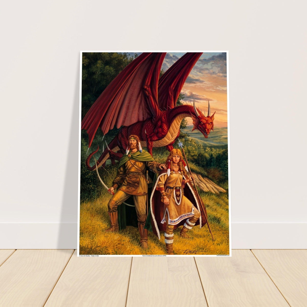 Dragonlance Tanis Goldmoon Red Dragon Fantasy Art Poster Larry Elmore AD&D 2