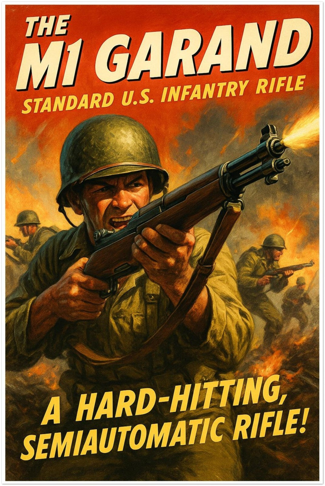 M1 GARAND VINTAGE MILITARY RIFLE POSTER - WWII INFANTRY - FREE SHIPPING