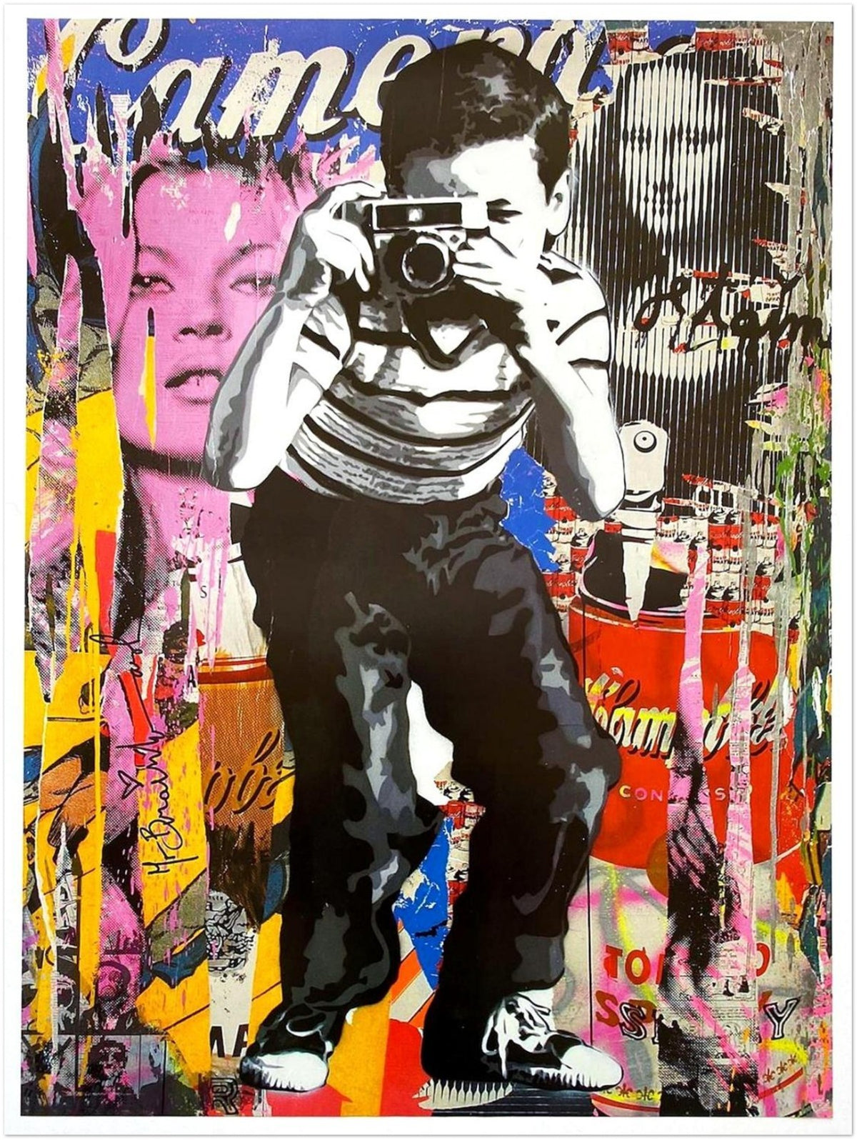 MR. BRAINWASH PHOTOGRAPHER BOY STREET ART POP CULTURE COLLAGE POSTER
