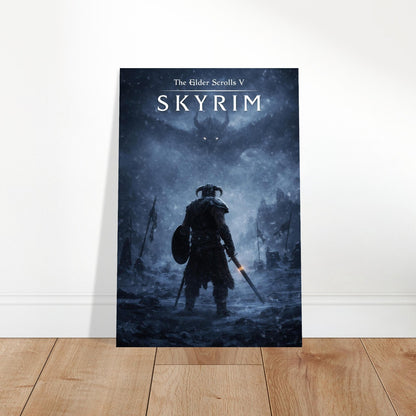 Skyrim Dragonborn vs Alduin Poster, Elder Scrolls V Fantasy Game Art - Ice Ver. 2