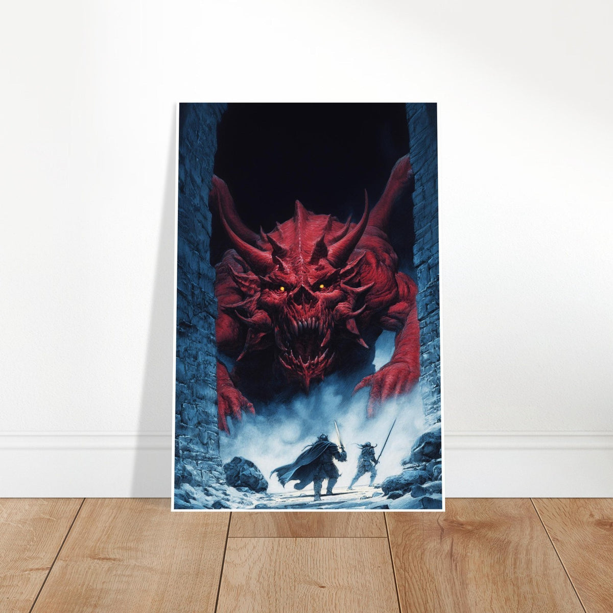 DARK FANTASY DEMONIC DRAGON VS WARRIORS EPIC BATTLE SCENE ART POSTER 2