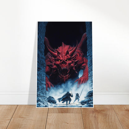 DARK FANTASY DEMONIC DRAGON VS WARRIORS EPIC BATTLE SCENE ART POSTER 2