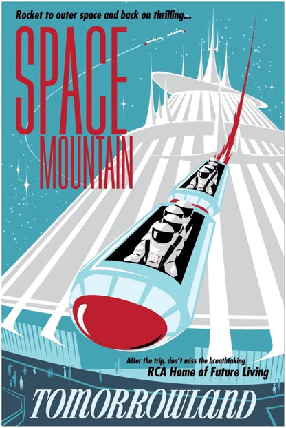 DISNEY - SPACE MOUNTAIN - TOMORROWLAND ATTRACTION POSTER - ROCKET ADVENTURE