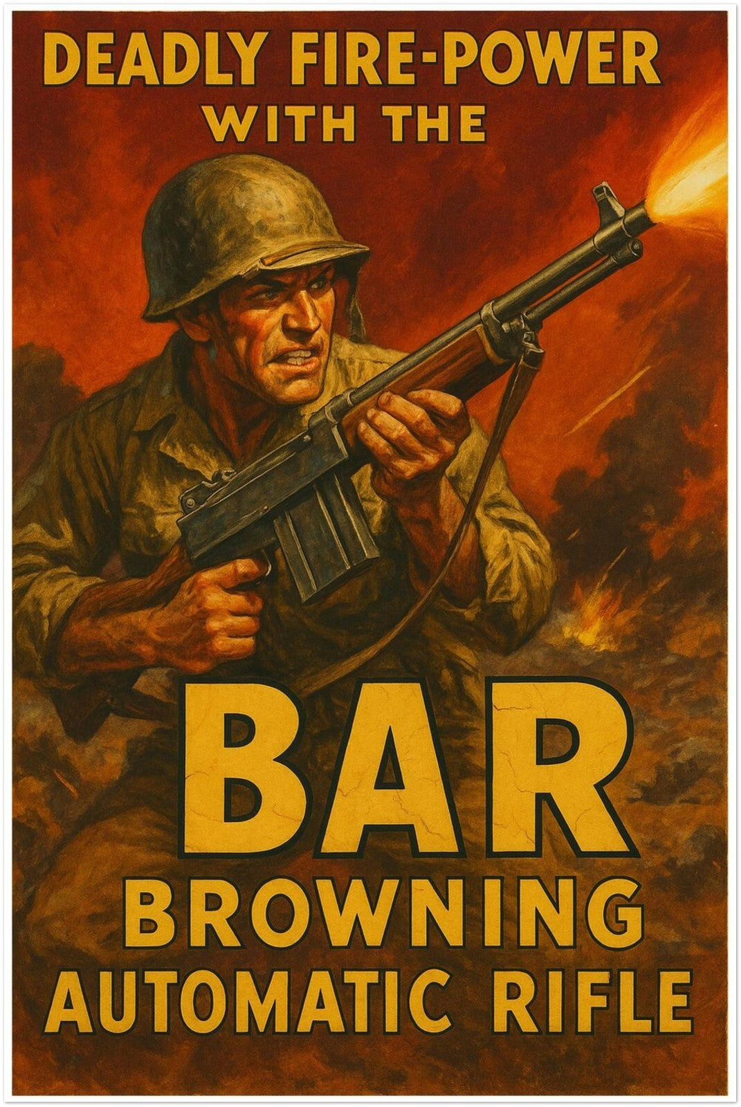 BAR BROWNING AUTOMATIC RIFLE POSTER - VINTAGE MILITARY - FREE SHIPPING