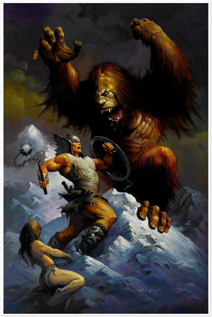 Monster of the Mountains Poster – Ken Kelly Fantasy Barbarian Art (1993)
