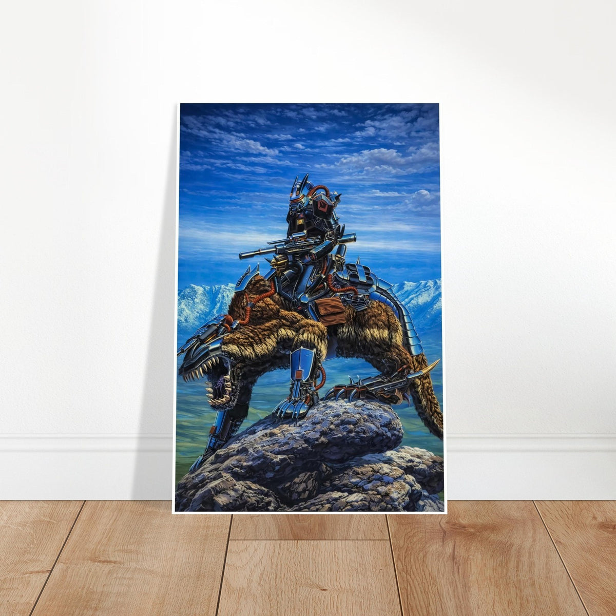GAMMA WORLD RPG POSTER – CYBER KNIGHT RIDING MUTANT BEAST OVERLOOKING WASTELANDS 2
