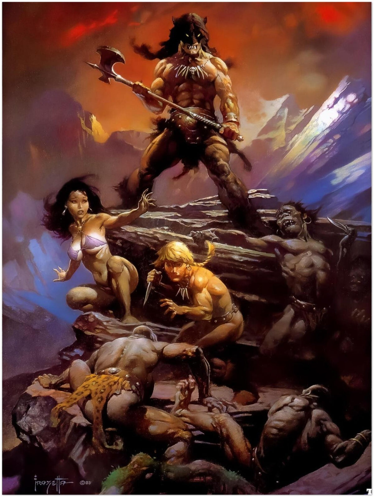 Fire and Ice by Frank Frazetta – 1983 Fantasy Poster – Savage Warrior Art