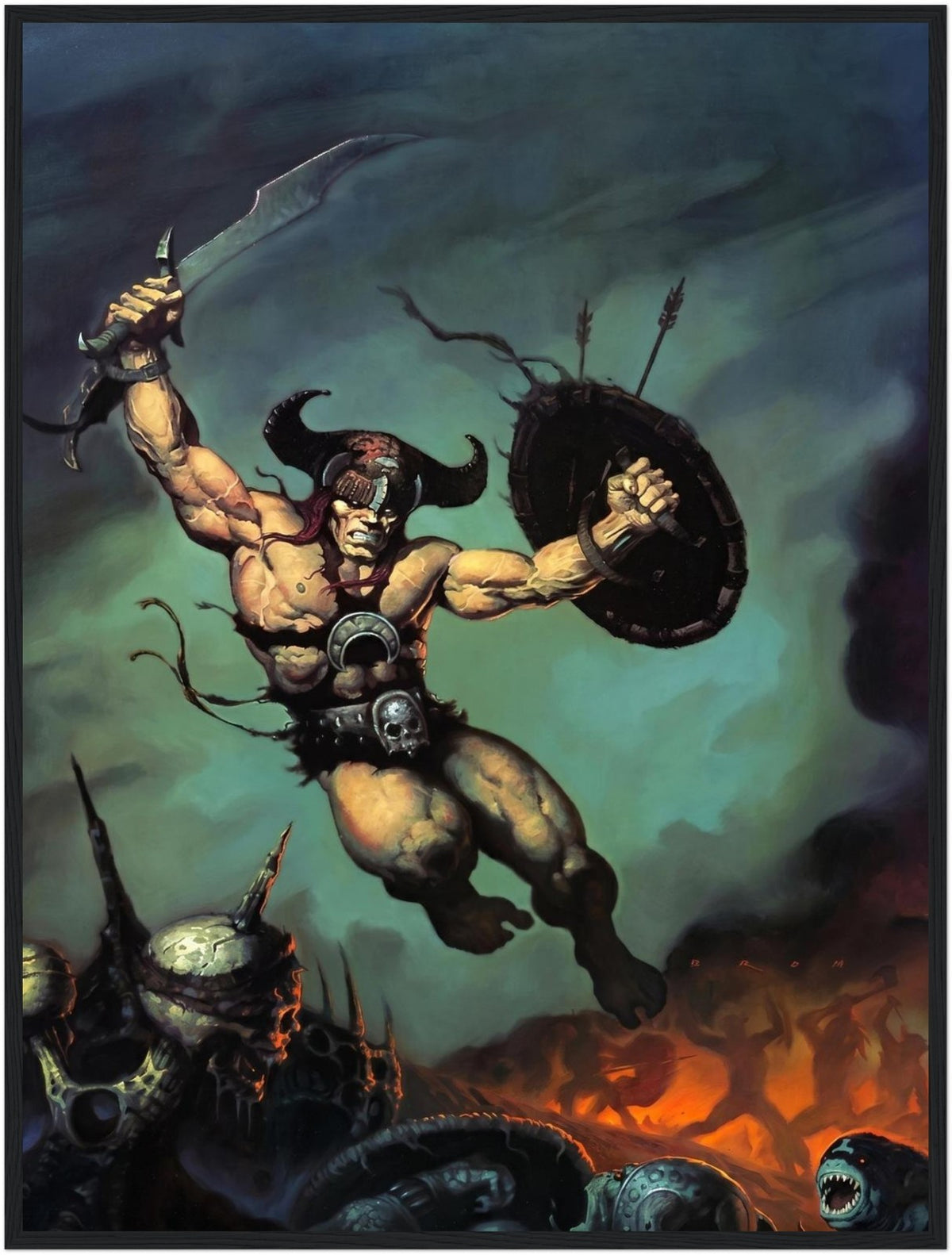 Into The Frey by Gerald Brom (1993) - Framed Poster 24in x 32in