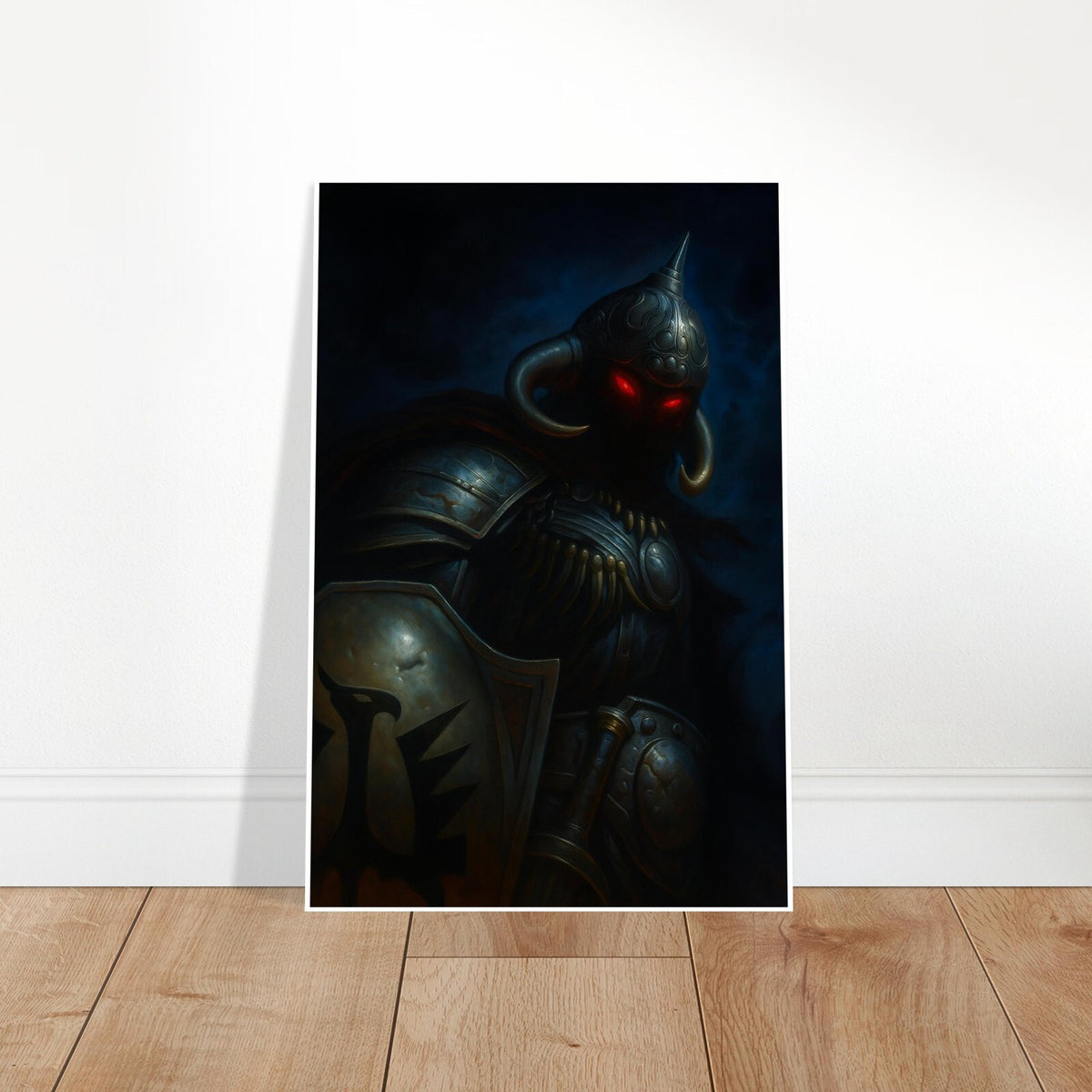 DEATH DEALER DARK KNIGHT HORNED HELMET RED EYES FANTASY POSTER 2