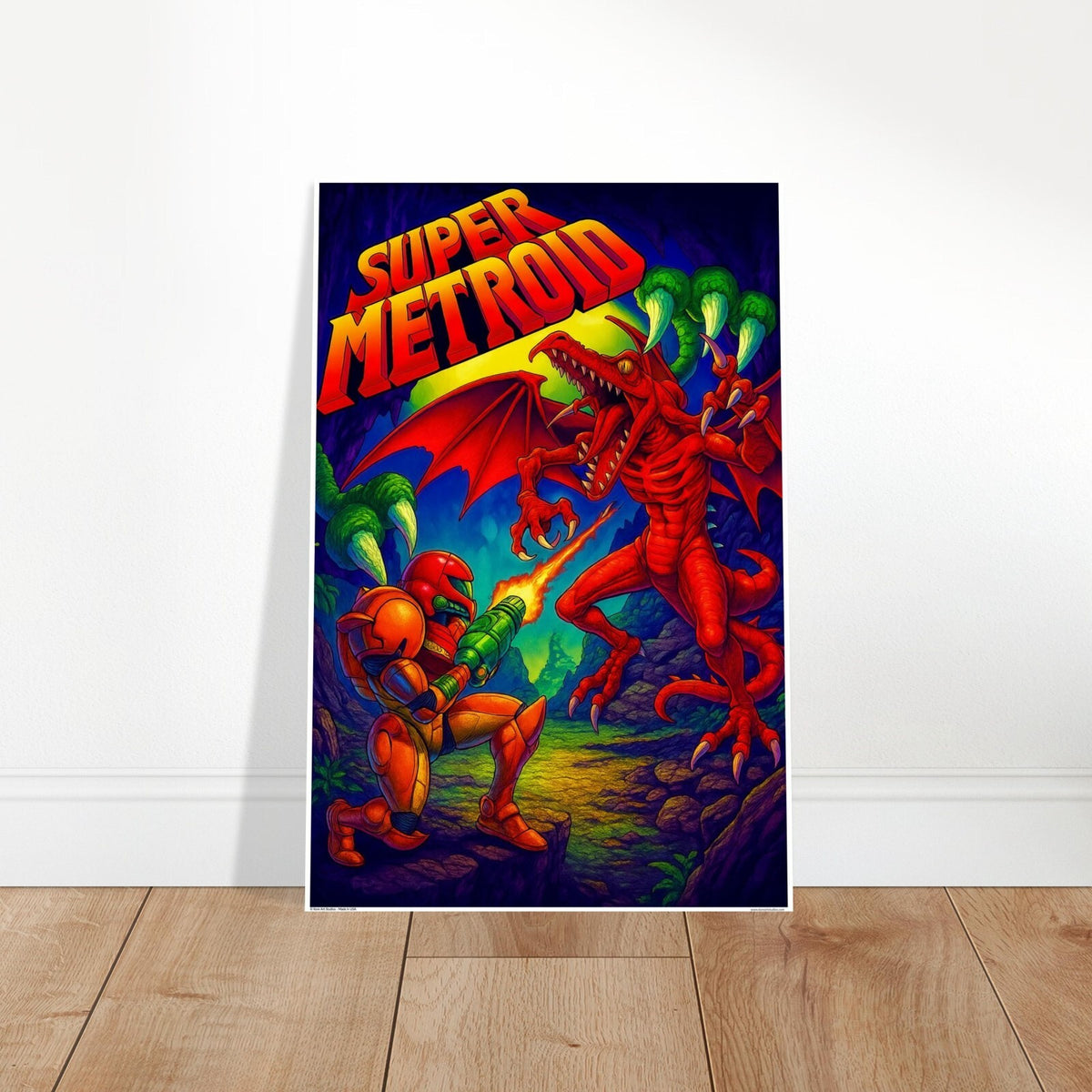 SUPER METROID SNES POSTER - SAMUS RIDLEY DRAGON NINTENDO CLASSIC ACTION 2